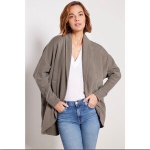 Barefoot Dreams Malibu Collection Gray Slate Brushed Terry Circle Cardigan S/M